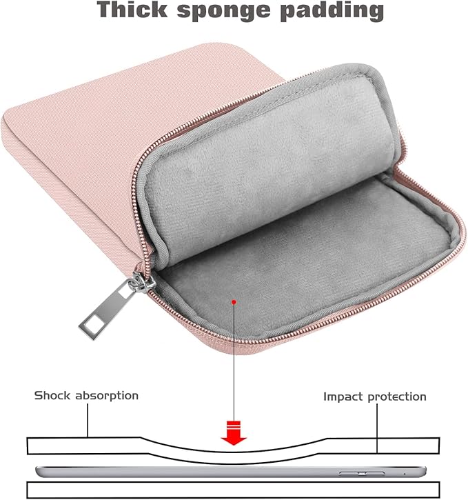 MoKo 7-8 Inch Tablet Sleeve Bag, Polyester Pouch Cover Case Fits iPad mini (A17 Pro) 8.3" 2024, iPad mini 6/5/4/3/2/1, Samsung Galaxy Tab S2 8.0, Tab A 8.0, ZenPad Z8s 7.9,Pink