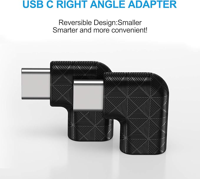 USB C Right Angle Adapter,90 Degree USB C to USB Type-C Male to Female Adapter (3 Pack). Support USB-C 3.1 PD 100W Quick Charge 10Gb/s Data Transfer,for Laptop & Tablet & Mobile Phone -Black