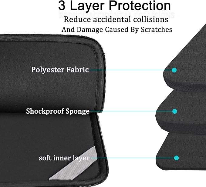 Laptop Sleeve Bag 15.6 inch, BOOEUDI Shockproof Protective Computer Carrying Cover with Front Pocket, Briefcase Handbags Laptop Case for 15.6 inch HP, Dell, Acer, Asus, Notebook, Grey