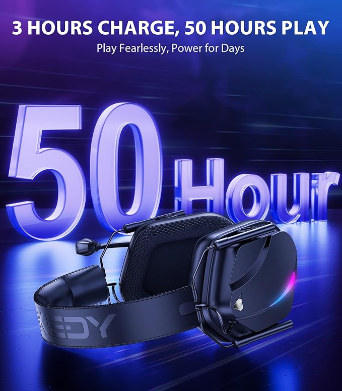 HW12 Wireless Gaming Headset with Microphone 2.4GHz Bluetooth Gaming Headphones Wireless of Duty/FPS Gamers,50Hr Battery Life Gamer Headset for PS5,PS4,PC,Switch,Mac