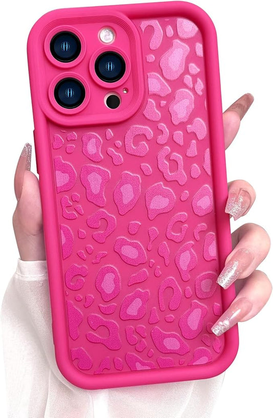 KANGHAR Case for iPhone 13 Pro Leopard Printed Pattern Cute Cheetah Phone Case Soft TPU Shockproof Protective Cover for iPhone 13 Pro 6.1 Inch Hot Pink