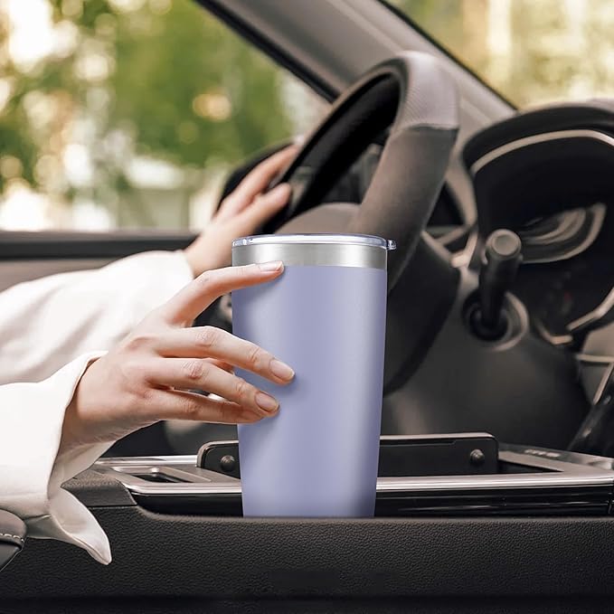 20 oz Tumbler with Lid Stainless Steel Insulated Tumblers Bulk Double Wall Vacuum Cups Powder Coated Travel Mug Keep Drinks Cold and Hot, Cosmic Lilac, 12 Pack