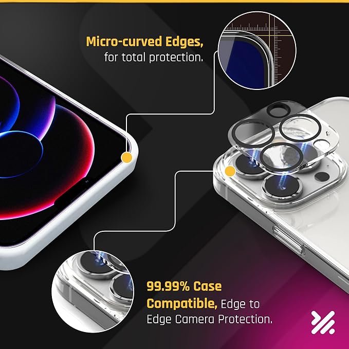 TEMPRTEK+[3+3 Pack for iPhone 14 Pro Screen/Camera Protector 6.1" Tempered Glass [Case Friendly] Anti Scratch/Fingerprint [Full Coverage] 9H+ Hardness