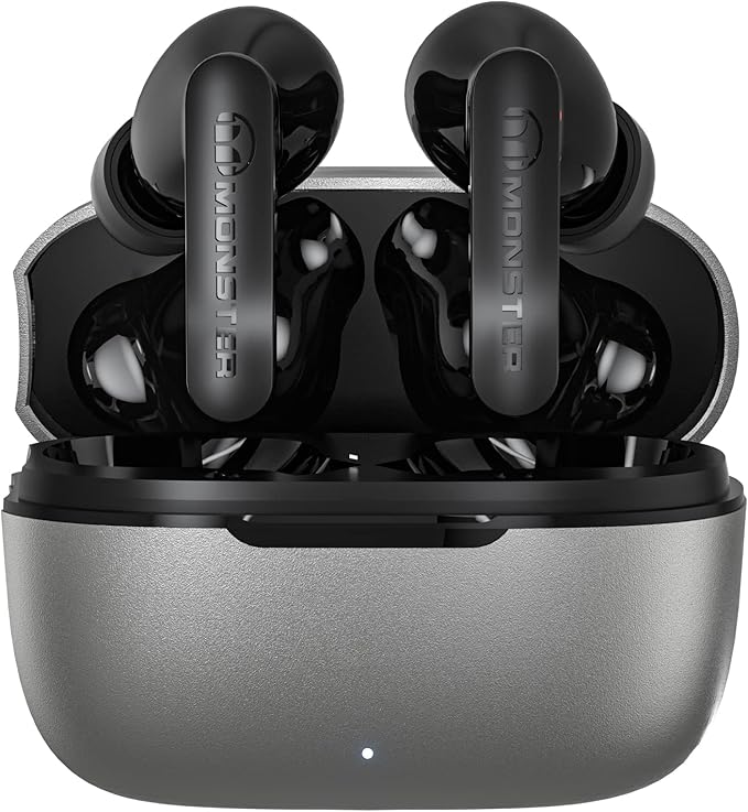 Monster N-Lite Clear Talk Wireless Earbuds, IPX8 Waterproof Earphones, Bluetooth 5.3 Headphones with CVC 8.0 Noise Reduction, Fast Charging for Sport
