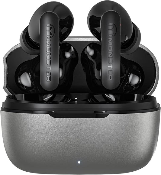 Monster N-Lite Clear Talk Wireless Earbuds, IPX8 Waterproof Earphones, Bluetooth 5.3 Headphones with CVC 8.0 Noise Reduction, Fast Charging for Sport