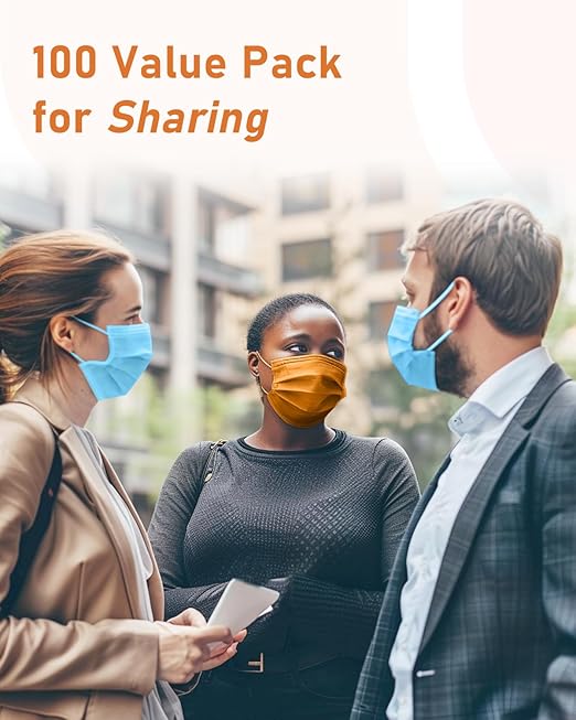 Face Masks Disposable 100 Pack, 4 Ply ASTM Level 3 Medical Grade, Breathable for Adult Outdoor Protection, Individually Wrapped for Home, School & Office, Crimson Gold