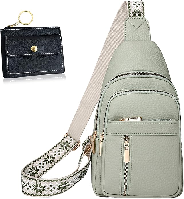 Leather Sling Bag for Women,Travel Small Sling Bag Crossbody Bags for Women-Vegan Leather Fanny Pack Crossbody Bags