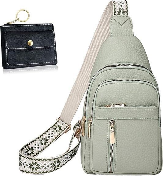 Leather Sling Bag for Women,Travel Small Sling Bag Crossbody Bags for Women-Vegan Leather Fanny Pack Crossbody Bags