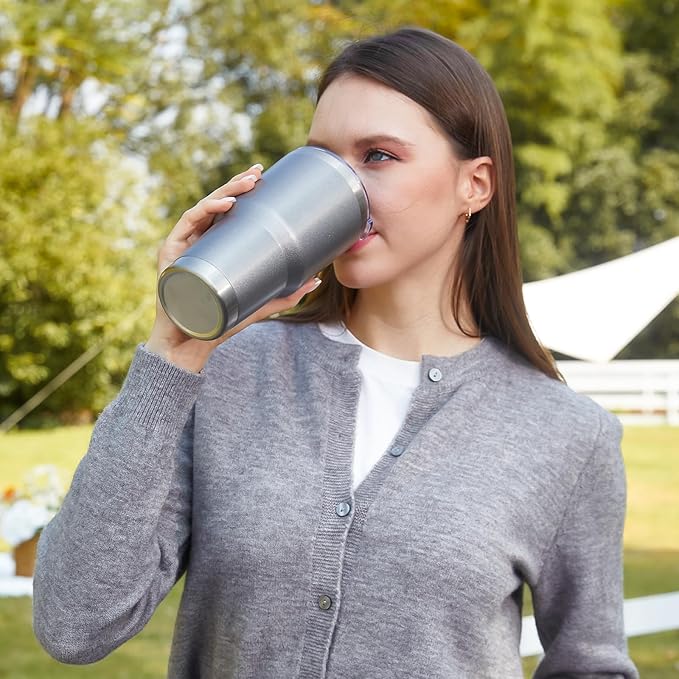 MEWAY 30oz Insulated Tumbler With Lids and Straws,Stainless Steel Double Vacuum Coffee Tumbler Cup, Brush, Durable Powder Coated Coffee Cup for Cold & Hot Drinks, Office, Travel(Cold Grey,12 PACK)