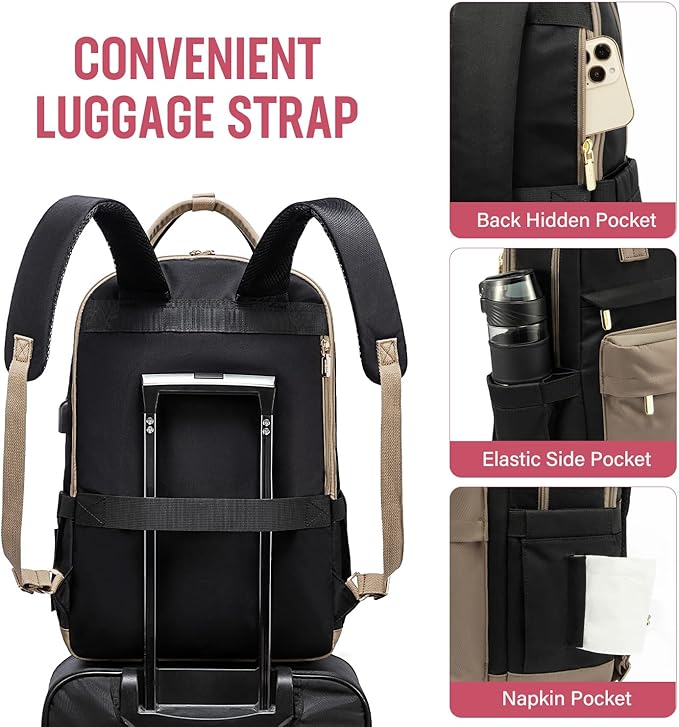 LOVEVOOK Laptop Backpack for Women Men, 17.3 Inch Laptop Bag with USB Port Fashion Waterproof Backpacks Teacher Nurse Stylish Travel Bags Vintage Daypacks Bookbag for College School Work