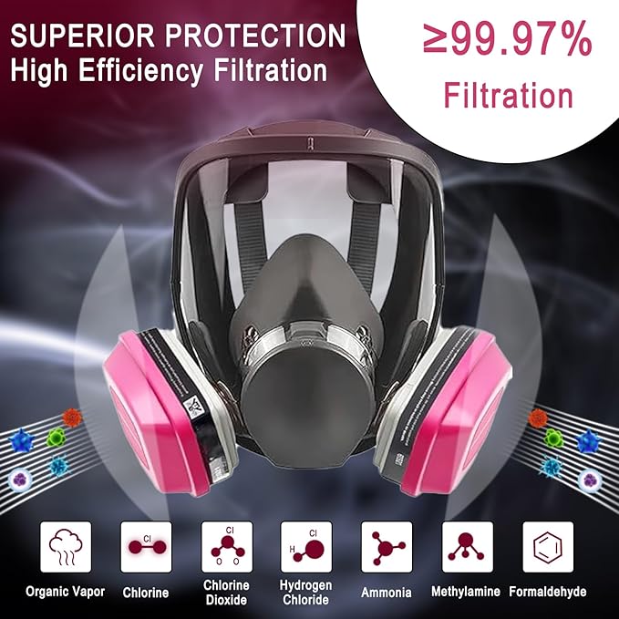 Full Face Respirator Gas Mask, 6800 Reusable Respirator Mask with Filters 60921, Anti-Fog, Perfect for Paint, Spray, Dust, Welding, and Chemical Protection