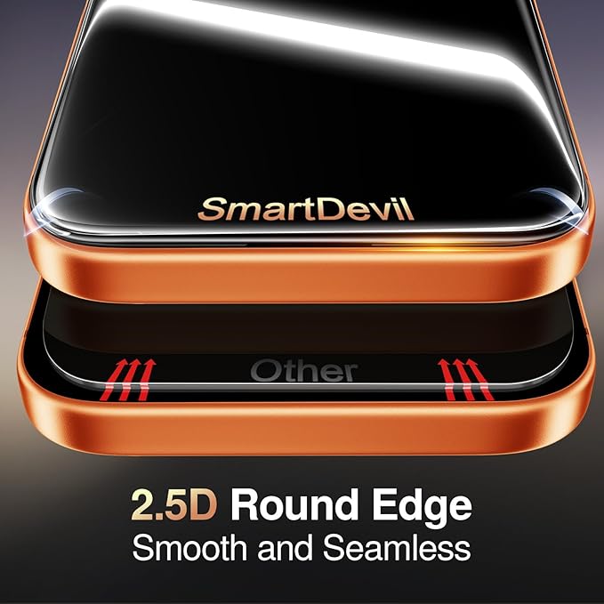 SMARTDEVIL 2 Pack for iPhone 17 Pro Privacy Screen Protector, Military Grade Shatterproof, 9H Hardness, Anti-Spy Tempered Glass, Fast & Easy Installation, Case Friendly