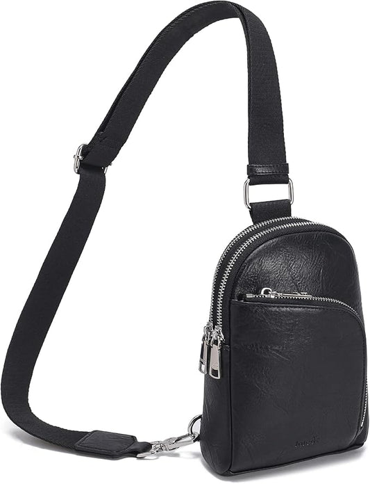 INICAT RFID Blocking Sling Bag Leather Crossbody Bags for Women Fanny Pack Cross Body for Woman Chest Bag for Travel 1.9L