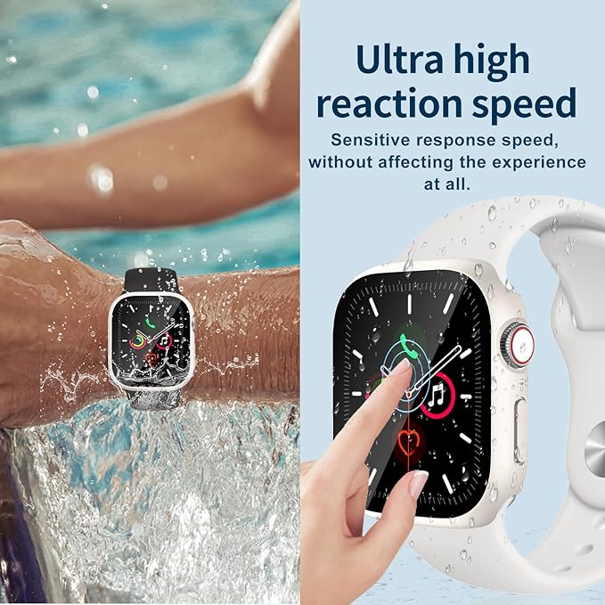 Waterproof Case for Apple Watch Series 10 46mm, Built-in Screen Protector with Tempered Glass [Touch Sensitive] Cover for iWatch S10 46mm, Starlight