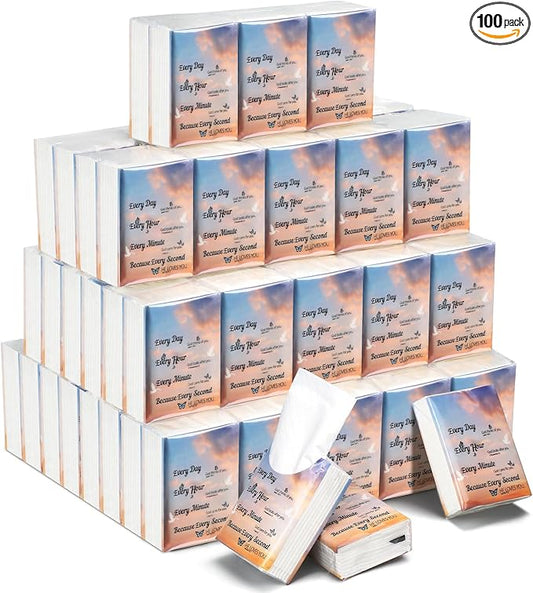Therwen 100 Pack Pocket Tissues Travel Packs Bulk 1000 Sheet Mini Tissues Bulk 3 Ply Small Travel Size Paper Individual Pocket Size (Bible)