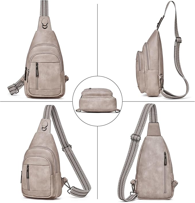 Womens Sling Bag Crossbody Bags for Women Vegan Leather Sling Backpack Daypack Fanny Pack Crossbody Purse Travel