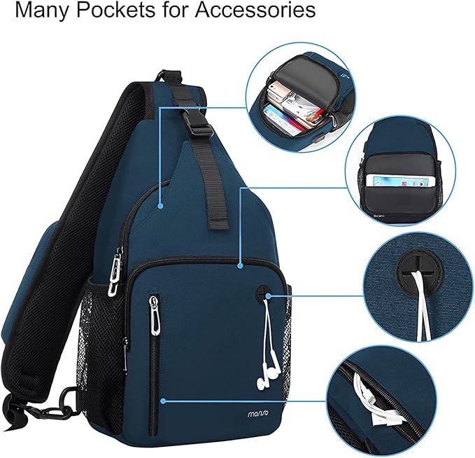 MOSISO Sling Backpack Bag, Crossbody Shoulder Bag Travel Hiking Daypack Chest Bag with Front Square Pocket&USB Charging Port