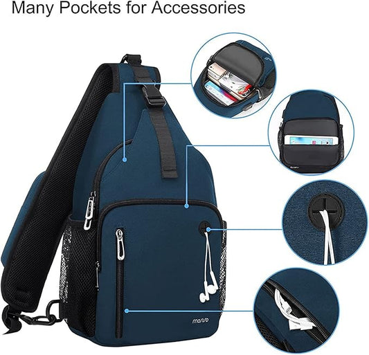 MOSISO Sling Backpack Bag, Crossbody Shoulder Bag Travel Hiking Daypack Chest Bag with Front Square Pocket&USB Charging Port