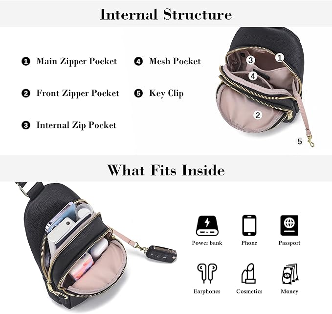 Haytijoe Crossbody Bags for Women Leather Sling Bag Anti-theft Cross Body Bag Travel Sling Purse Chest Bags Fanny Packs