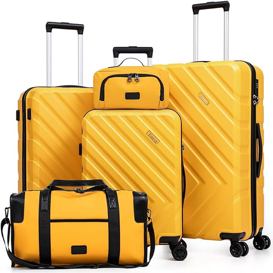 Luggage Sets 5 Piece, Suitcases with Wheels, ABS Hard Case Luggage with TSA Lock Spinner Wheels, Carry On Luggage Set(5 Piece Sets (20"/24"/28"/DB/TB))
