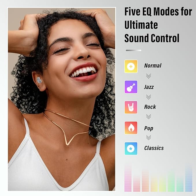 Sleep Earbuds Bluetooth 5.4 in Ear Smart Touch Screen Ear Buds, 48H Playtime Mini Sleep Headphones Small Design for Side Sleepers, Crystal-Clear Calls, 5 EQ Modes, IPX7 Waterproof Earphones Bee White