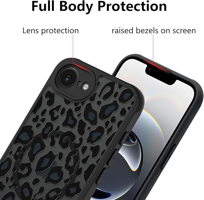 KANGHAR Case for iPhone 16e Phone Case [Compatible with Magsafe] Leopard Printed Pattern Cute Cheetah Protective Magnetic Case for Girls Women Men 6.1"