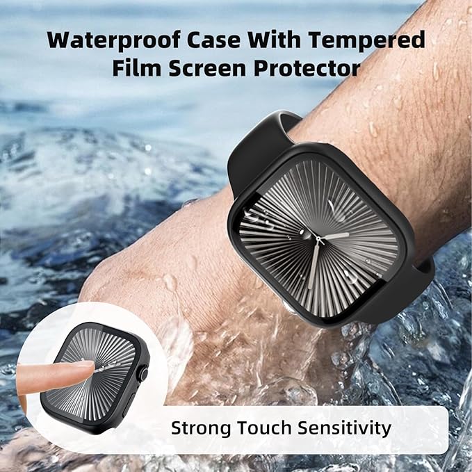 2 Pack Waterproof Case for Apple Watch Screen Protector Series 10 Series 11(2025) 42mm Built-in Tempered Glass [Overal Protective] 2 in 1 Ultra-Thin PC Bumper Cover Compatible iWatch