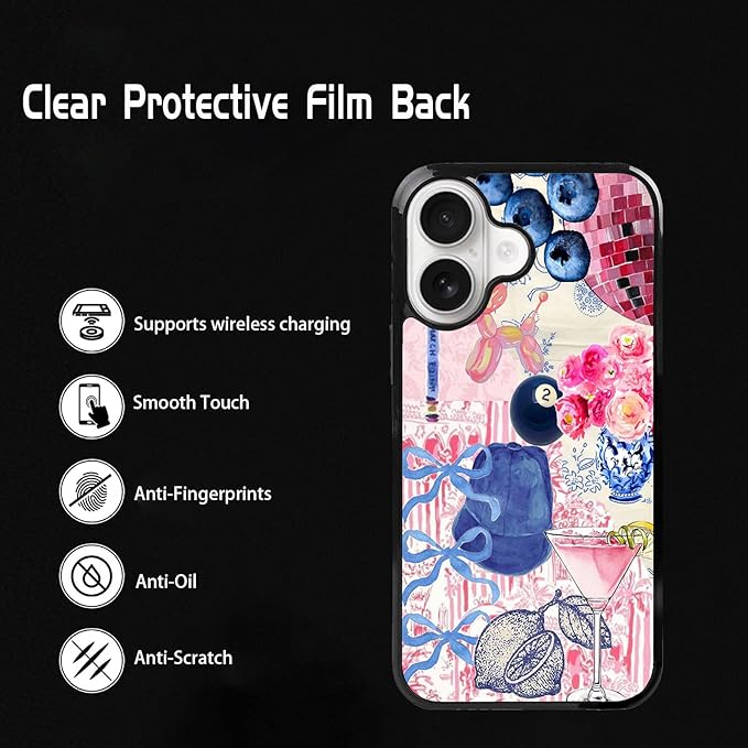 Aesthetic Collage Shockproof Protective Trendy Preppy Phone Case for iPhone 16 Cute Flower Bow Cover