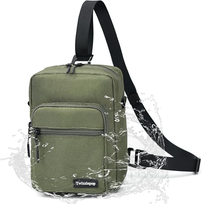 Waterproof Sling Bag For Men, Small Nylon Crossbody Sling Backpack With Multi Pockets, Adjustable Chest Bag For Travel, Hiking, Workout - Green