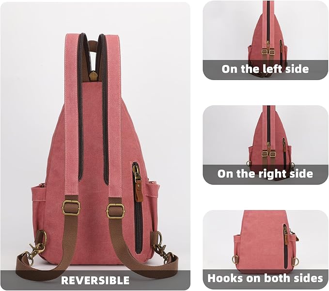 KouLi Buir Canvas Sling bag,Small Crossbody Backpack,Convertible Chest Bag Casual Daypack For Outdoor Cycling Hiking Travel