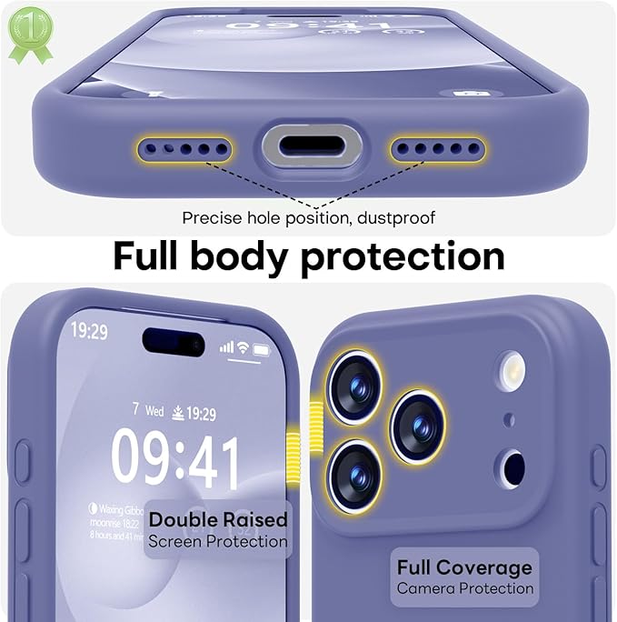 LOVE 3000 Designed for iPhone 17 Case, Premium Silicone [Compatible with Magsafe][Soft Anti-Scratch Microfiber Lining] Shockproof Protective Phone Case for Men Women 6.3", Lavender Grey
