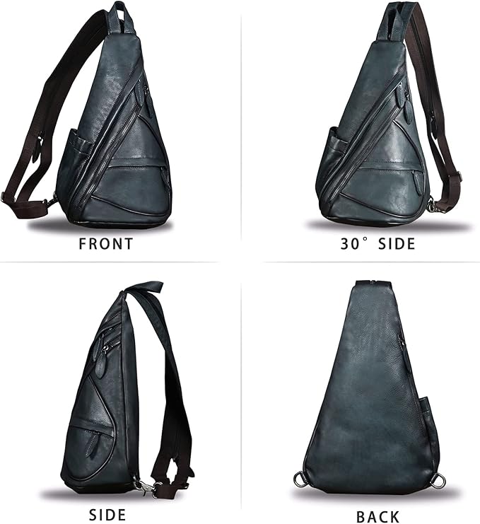 Genuine Leather Sling Bag for Men and Women - Vintage Sling Backpack Shoulder Crossbody Chest Bag for Ipad