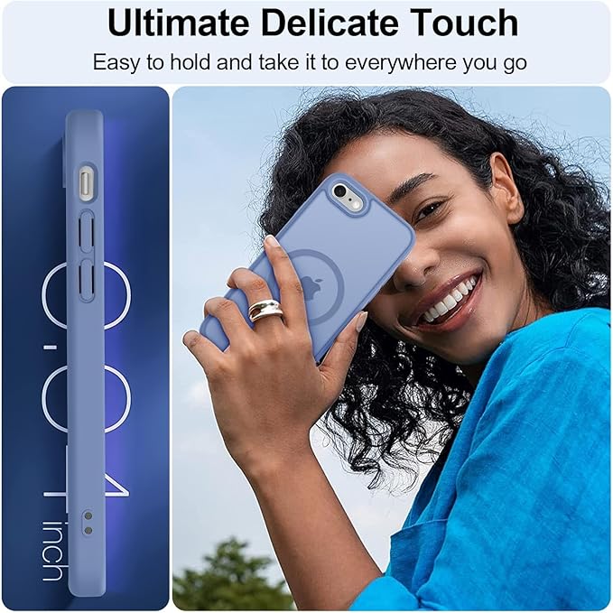 MOCCA Strong Magnetic for iPhone SE Case 2022/iPhone SE 2020 Case/iPhone 7 Case/iPhone 8 Case [Compatible with Magsafe] Slim Thin Translucent Matte Protective Cover Phone Case 4.7'', Blue