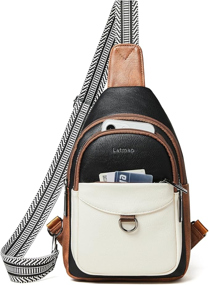 7L Sling Bag for Women Men Crossbody Belt Bag Small Travel Sling Backpack Anti Theft Chest Daypack Purse Faux Leather