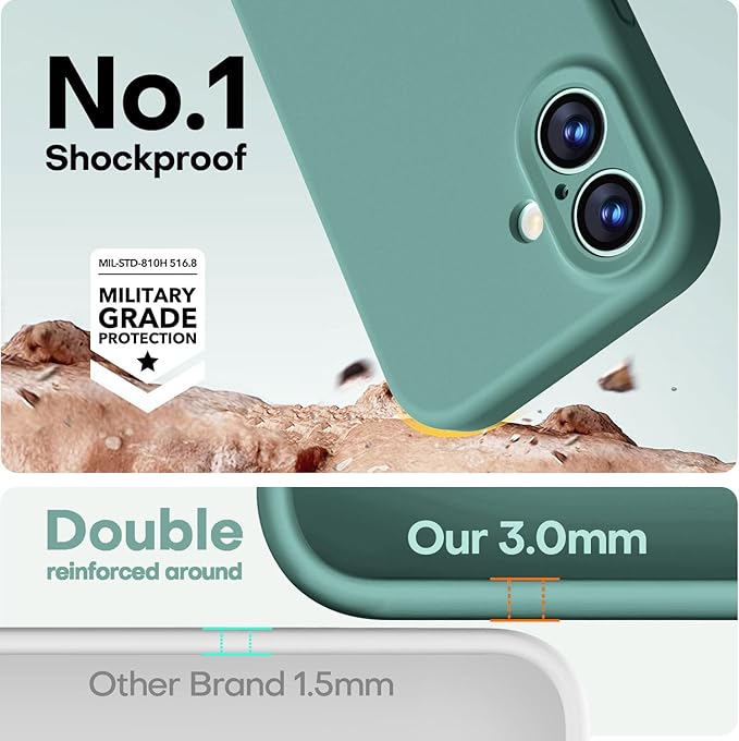 LOVE 3000 Designed for iPhone 17 Case, Premium Silicone [Compatible with Magsafe][Soft Anti-Scratch Microfiber Lining] Shockproof Protective Phone Case for Men Women 6.3", Pine Green