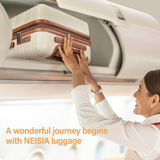 carry on Luggage Sets,20 Inch Expandable with TSA Lock Carry-on suitcases with spinner wheels,Hard Shell Travel Luggage airline approved (Beige, 3 Piece Sets (20/DB/TB))