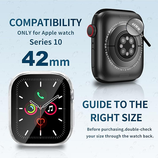 Waterproof Case for Apple Watch Series 10 42mm, Built-in Screen Protector with Tempered Glass [Touch Sensitive] Cover for iWatch S10 Accessories 42mm, Clear