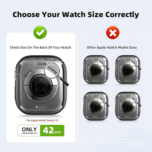 2 Pack Waterproof Case for Apple Watch Screen Protector Series 10 Series 11(2025) 42mm Built-in Tempered Glass [Overal Protective] 2 in 1 Ultra-Thin PC Bumper Cover Compatible iWatch