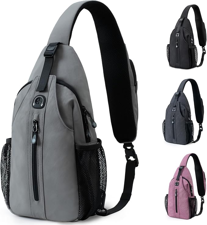 LEDAOU Crossbody Sling Bag for Men Anti-Theft Sling Backpack Cross Body Shoulder Chest Bag Fanny Pack Travel Hiking (Grey)