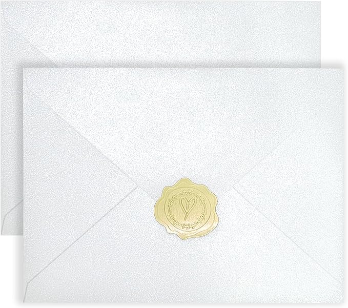 YINUOYOUJIA 50 PCS Pearl white Envelopes A7,5 x 7 white Shimmer Envelopes for Invitation,Perfect for Wedding Invitation Cards,Birthday RSVP Invite,5.25 x 7.25 inches