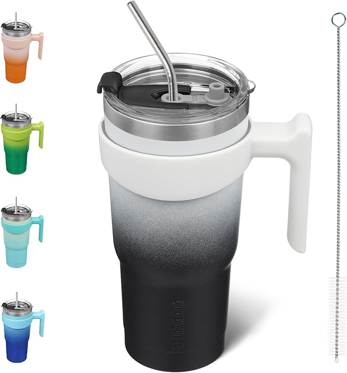 BJPKPK 20 oz Stainless Steel Insulated Tumbler Cups With Handle And Straw And Lid,Day & Night