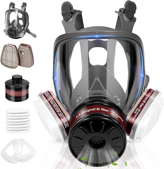 Gas Masks, Gas Masks Survival Nuclear and Chemical, Full Face Respirator Mask with 40mm Activated Carbon Filter and 6001 Filter,Reusable Respirator Mask for Gases, Vapors, Dust, Chemicals