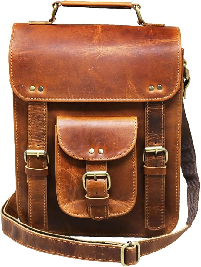 jaald Genuine Leather Messenger Bag Vintage Laptop Crossbody Bag Satchel Man Purse Shoulder Bag for man woman office bag