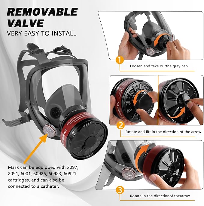 Full Face Gas Respirator Mask - Gas Masks Survival Nuclear and Chemical with Activated Carbon Filters