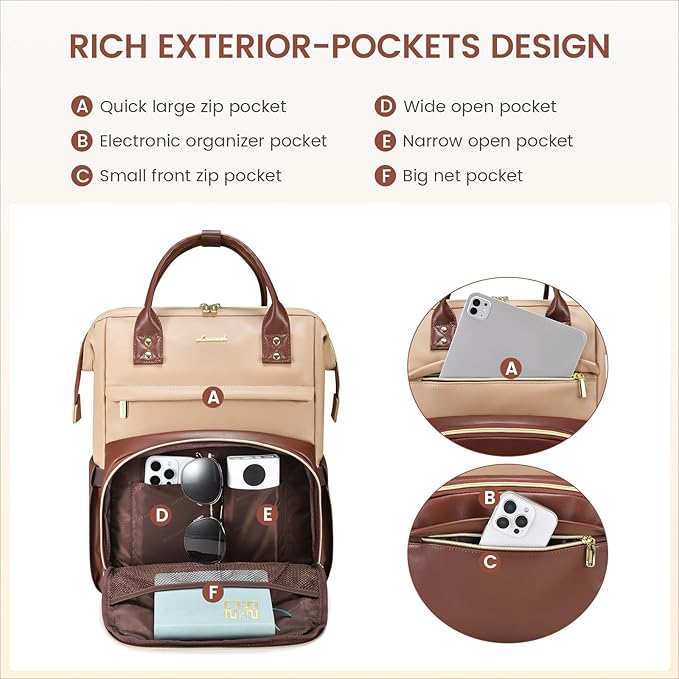 LOVEVOOK Leather Laptop Backpack