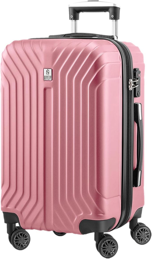 AnyZip Expandable Luggage, 24 Inch Hard Shell Checked Suitcase, Rolling Lightweight Travel Suitcases with Wheels TSA Lock (Pink)