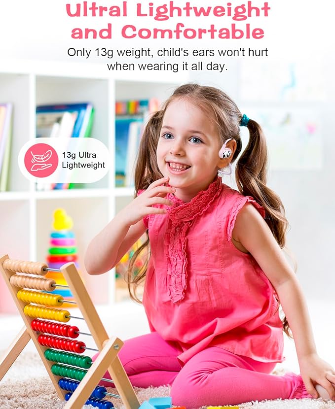 BANIGIPA Kids Headphones, Open Ear Headphones w/Cute Panda, Wireless Bluetooth 5.4 Headset w/Mic for Home School Traveling, 13g Ultra-Light Comfort, Protection Hearing, IPX4 Waterproof, 10H Playtime