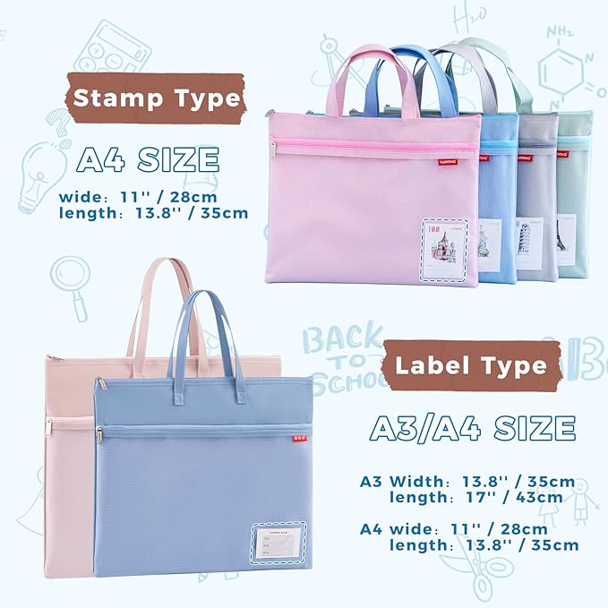 Pendancy Mesh Zipper Pouch A4 Size, Large Double Pocket Waterproof File Bag with Handle, 11x13.8 in Foldable Document Storage for Puzzle Project/Cross Stitch/Travel/Office（Advanced Pink）