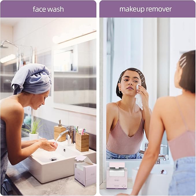 260 Count 4 PACK Disposable Face Towel, 100% Cotton Biodegradable Soft, Large Size 10"X 12"and Thick Disposable Clean Face Towels for Washing and Drying RUIJIU