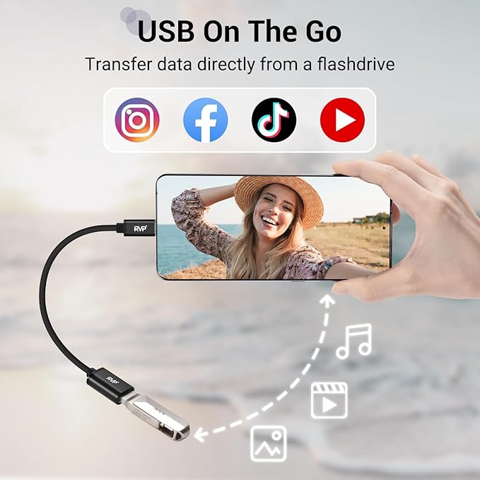 RVP+ USB-C to USB-A 3.0 Female Adapter (2-Pack, Black)